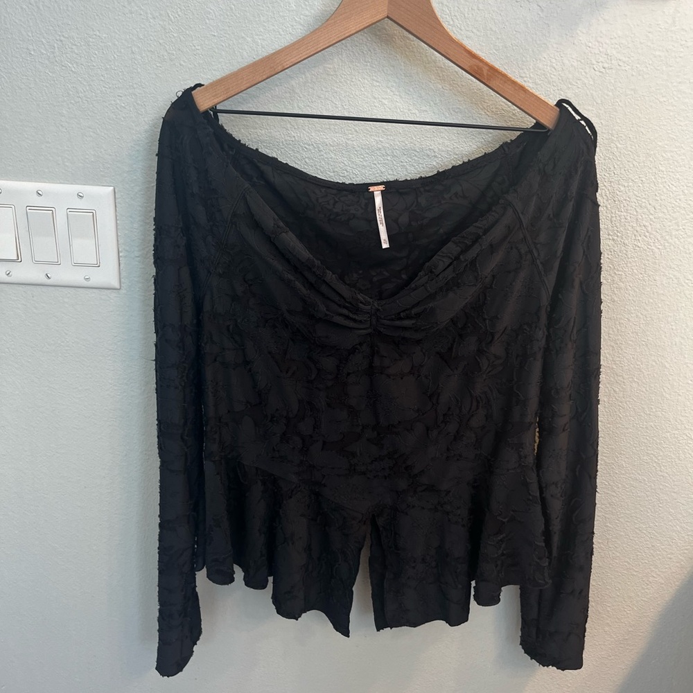 Free People Black Long Sleeve Blouse - Picture 3 of 7